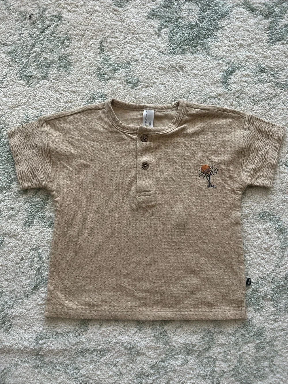 Kids 100% organic cotton Henley Tee with Palm Detail